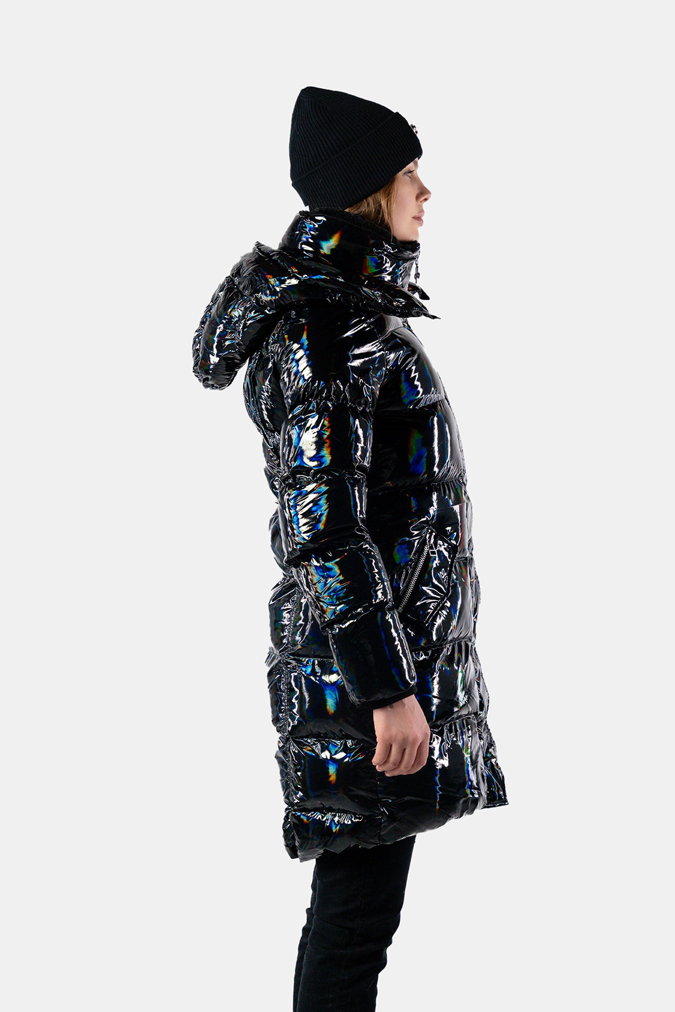 Women's Penguin Long Coat - Oily Black