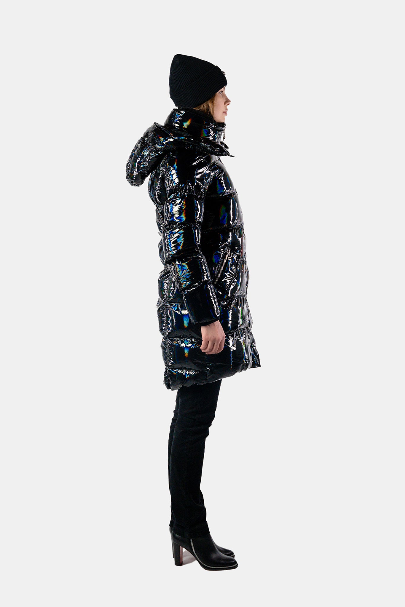 Women's Penguin Long Coat - Oily Black