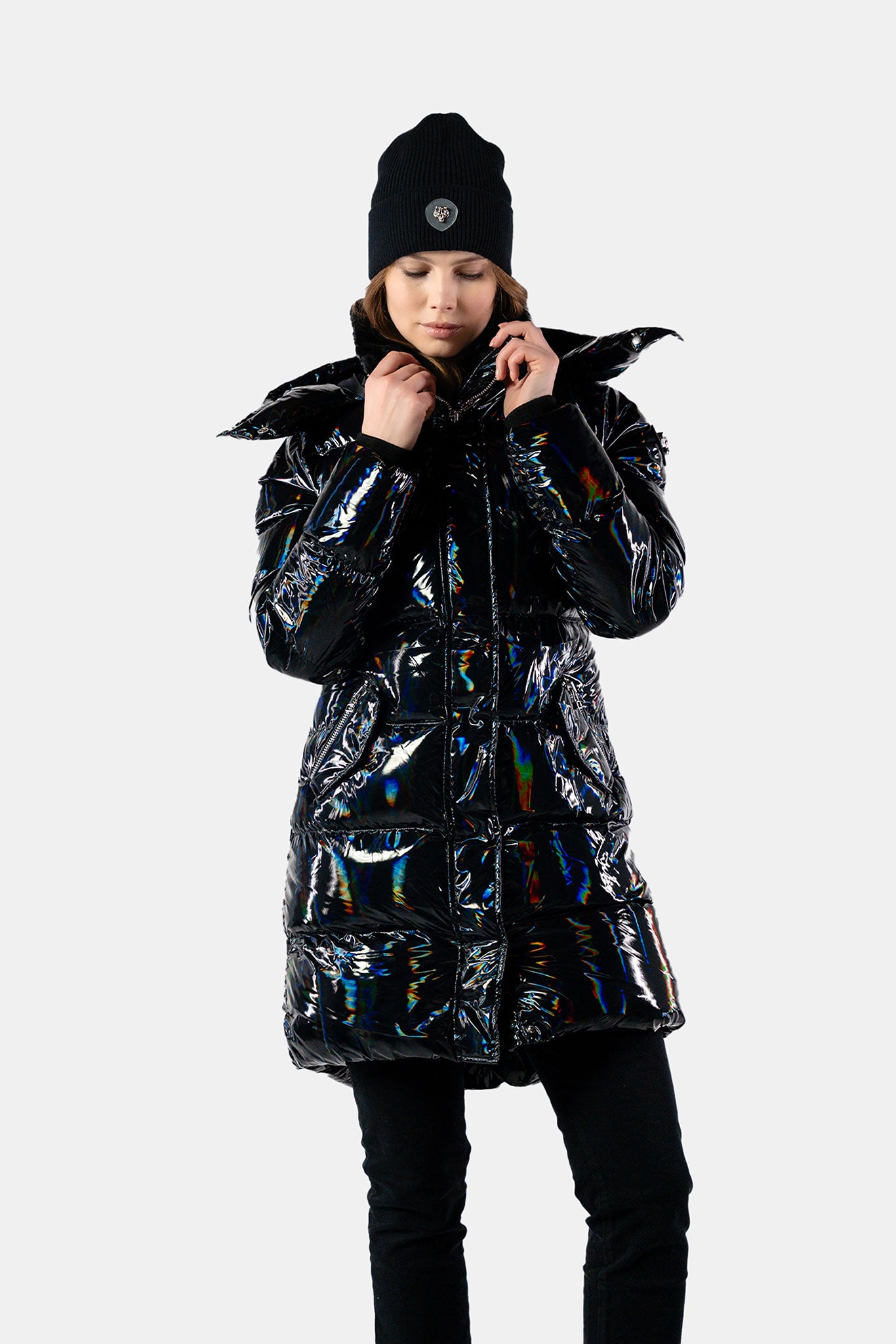 Women's Penguin Long Coat - Oily Black