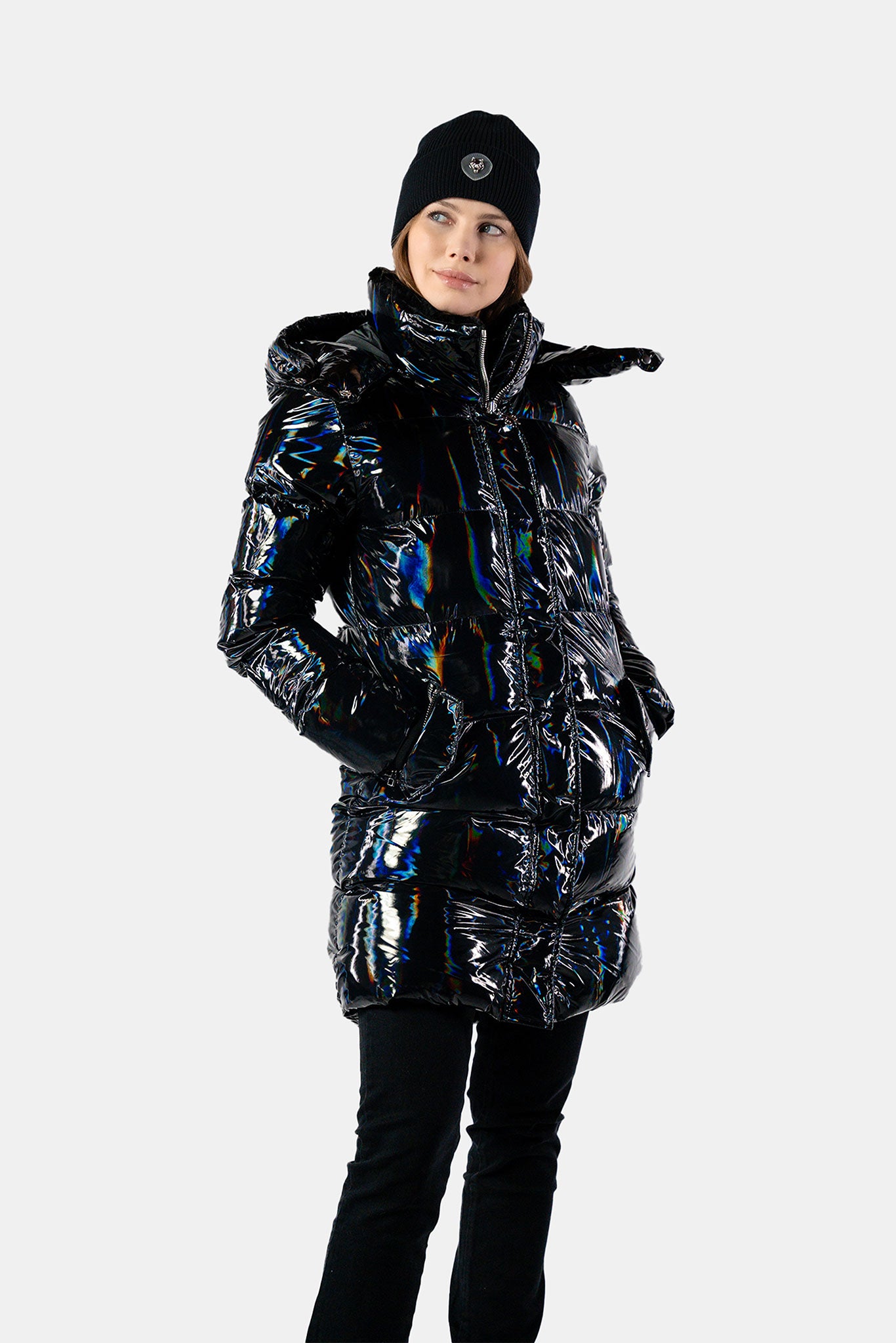 Women's Penguin Long Coat - Oily Black