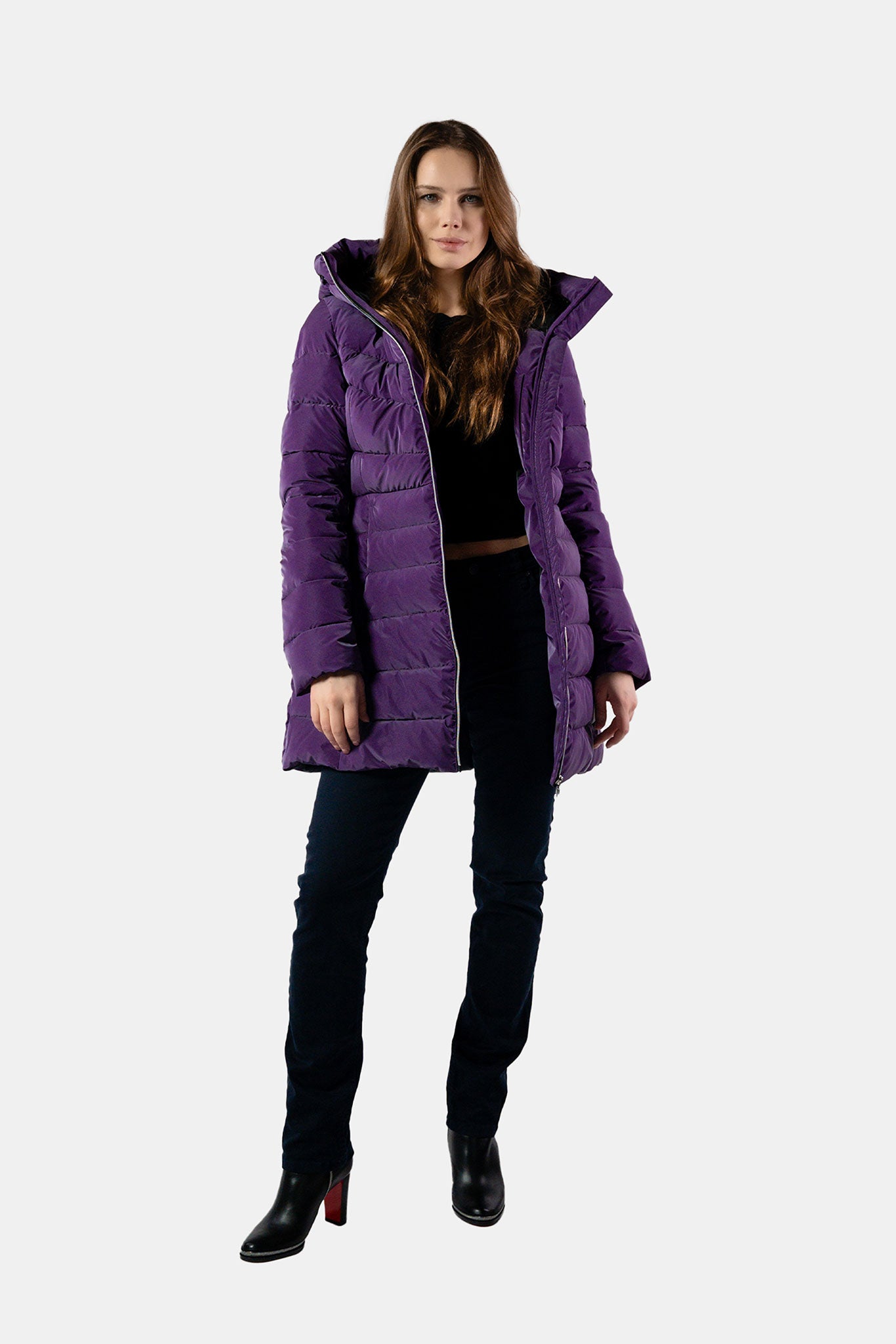 Women's Medium Weight Long Robin Coat - Purple Diamond