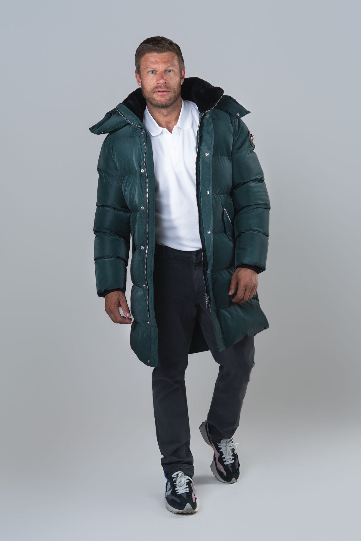 Men's Penguin Long Coat - Green Diamond