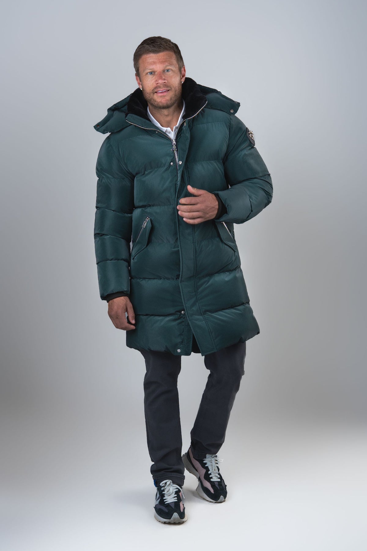 Men's Penguin Long Coat - Green Diamond