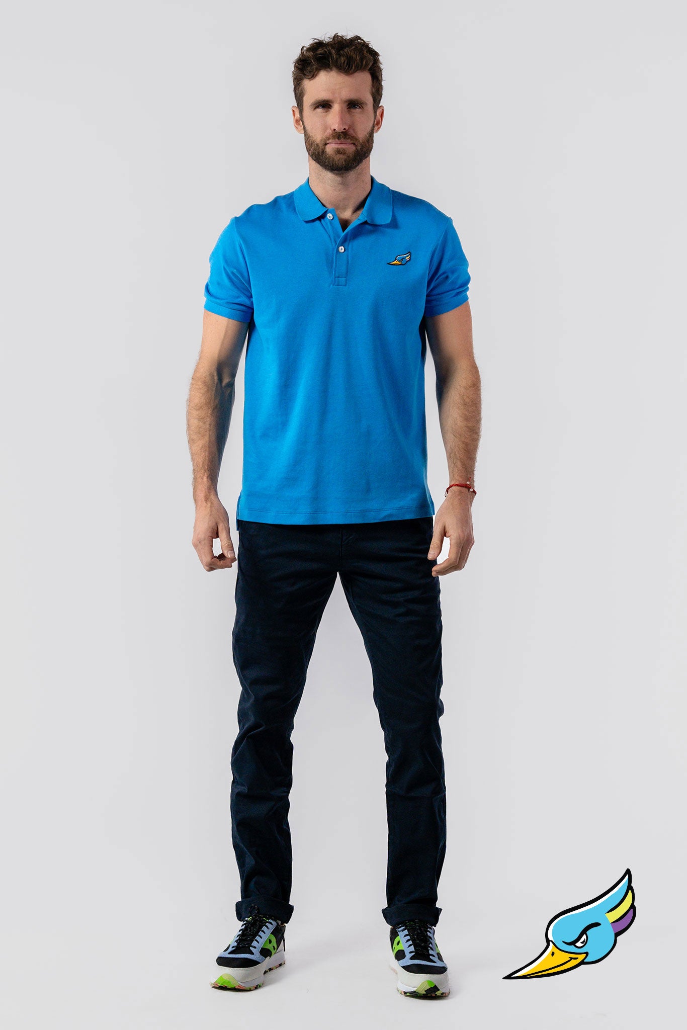 Blue polo shirt