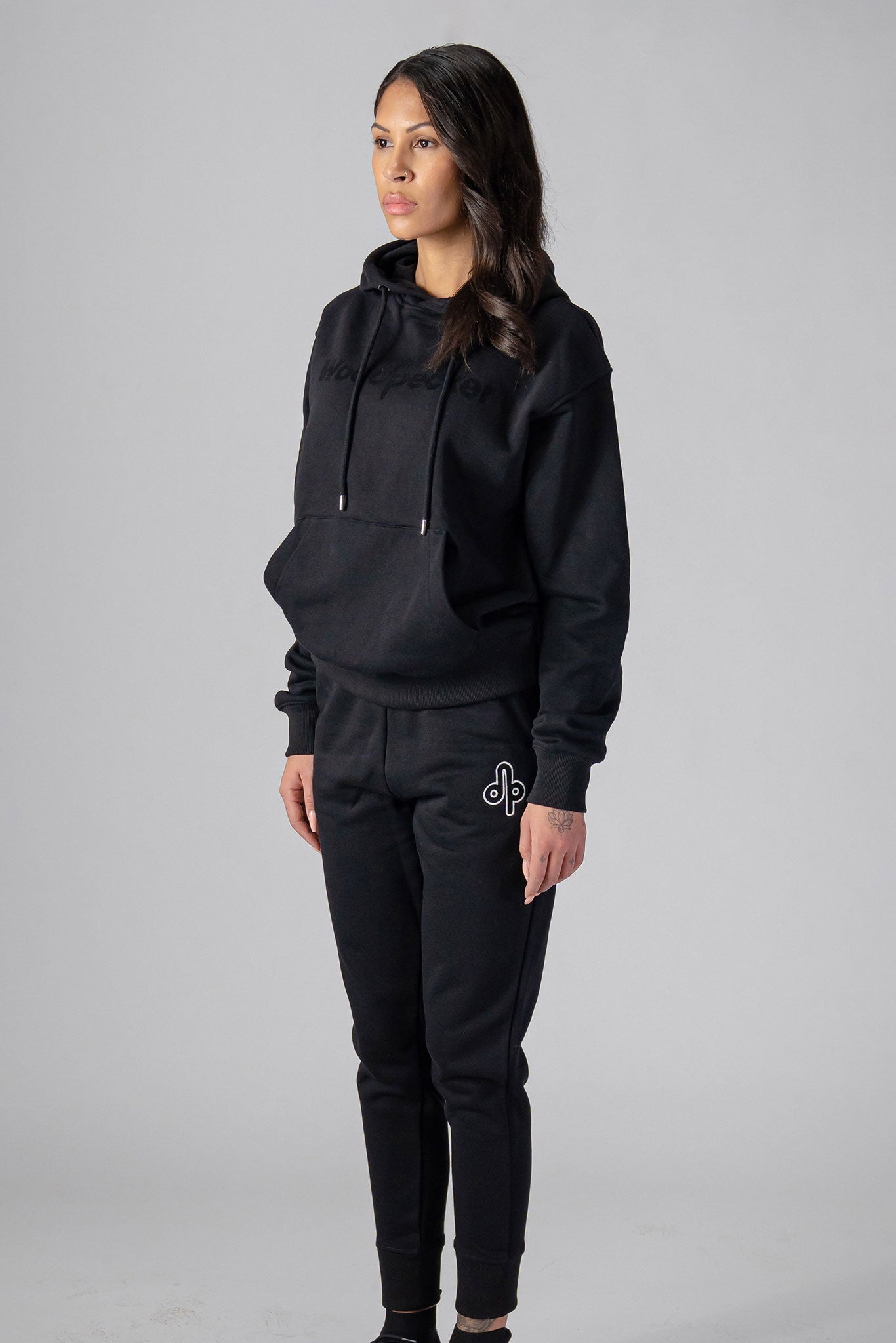 Woodpecker Unisex Cotton Sweatsuit, Black Colour, Woodpecker, Coat, Moose, Knuckles, Canada, Goose, Mackage, Montcler, Will, Poho, Willbird, Nic, Bayley. Super cozy casual for home or activewear.