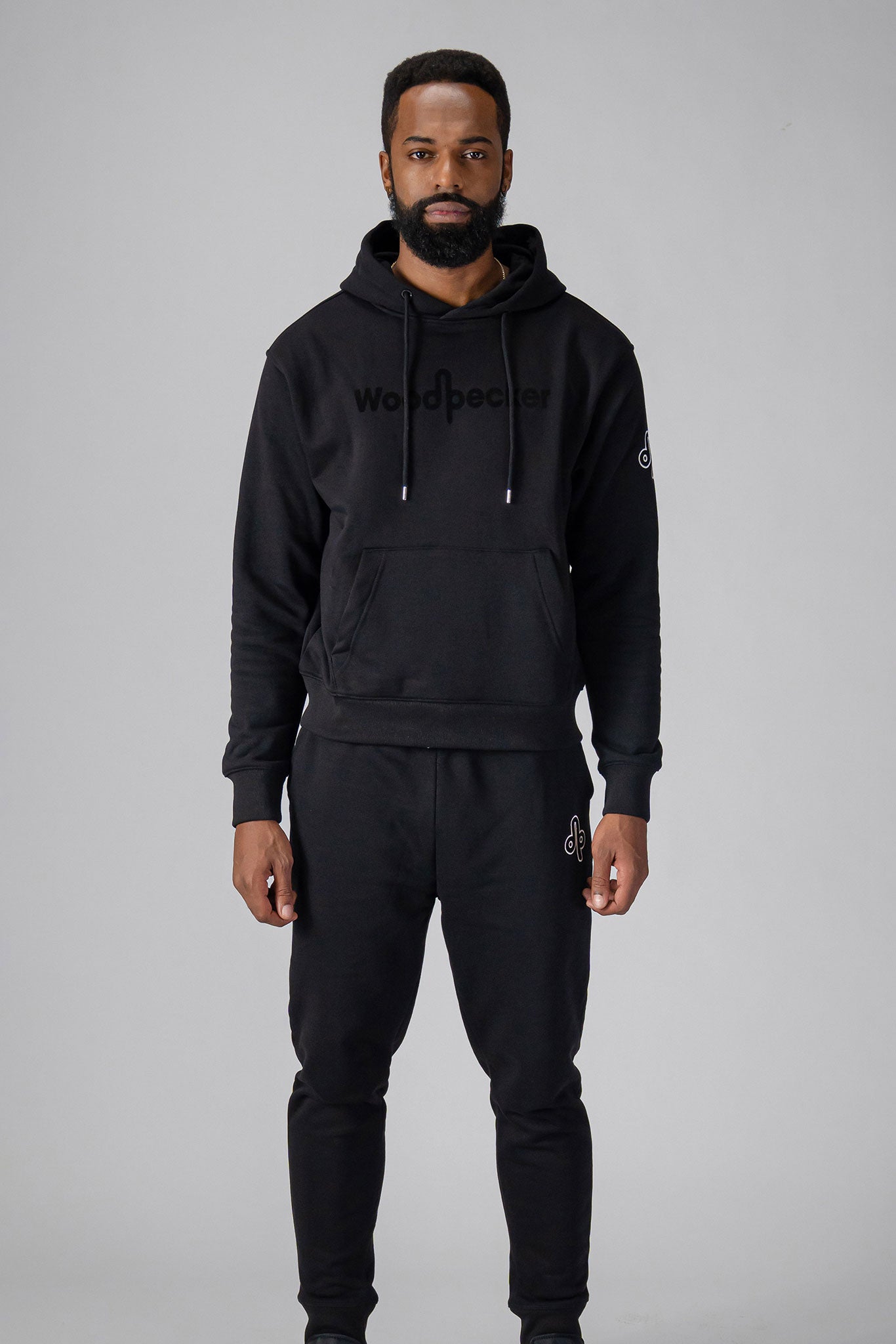 Woodpecker Unisex Cotton Sweatsuit, Black Colour, Woodpecker, Coat, Moose, Knuckles, Canada, Goose, Mackage, Montcler, Will, Poho, Willbird, Nic, Bayley. Super cozy casual for home or activewear.