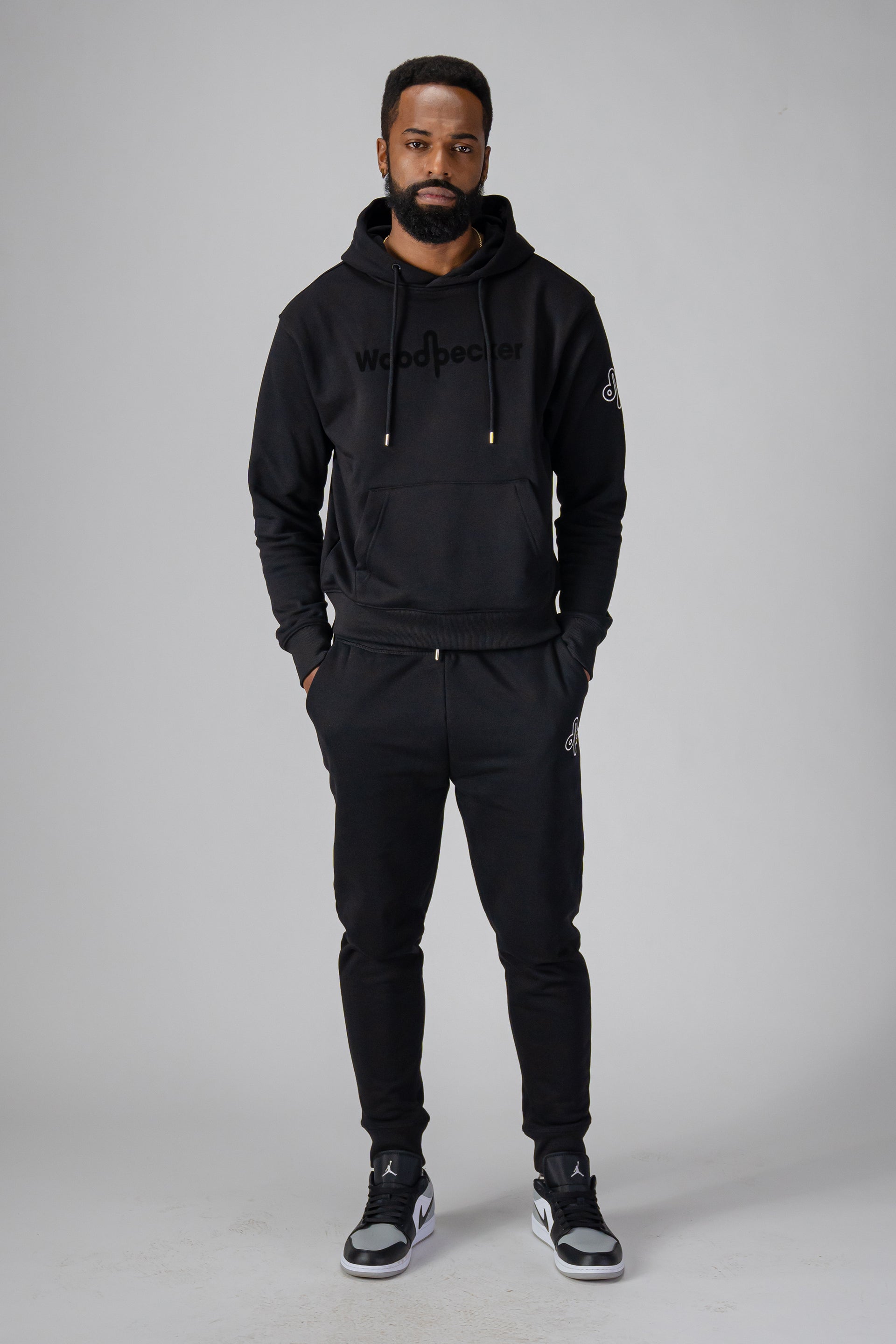 Woodpecker Unisex Cotton Sweatsuit, Black Colour, Woodpecker, Coat, Moose, Knuckles, Canada, Goose, Mackage, Montcler, Will, Poho, Willbird, Nic, Bayley