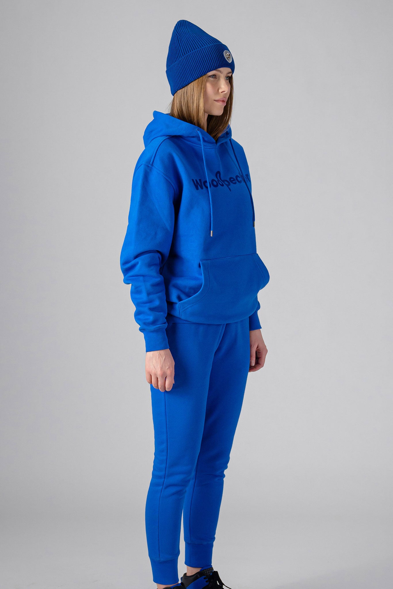 Woodpecker Unisex Cotton Sweatsuit, Cobalt Colour, Woodpecker, Coat, Moose, Knuckles, Canada, Goose, Mackage, Montcler, Will, Poho, Willbird, Nic, Bayley. Super cozy casual for home or activewear.