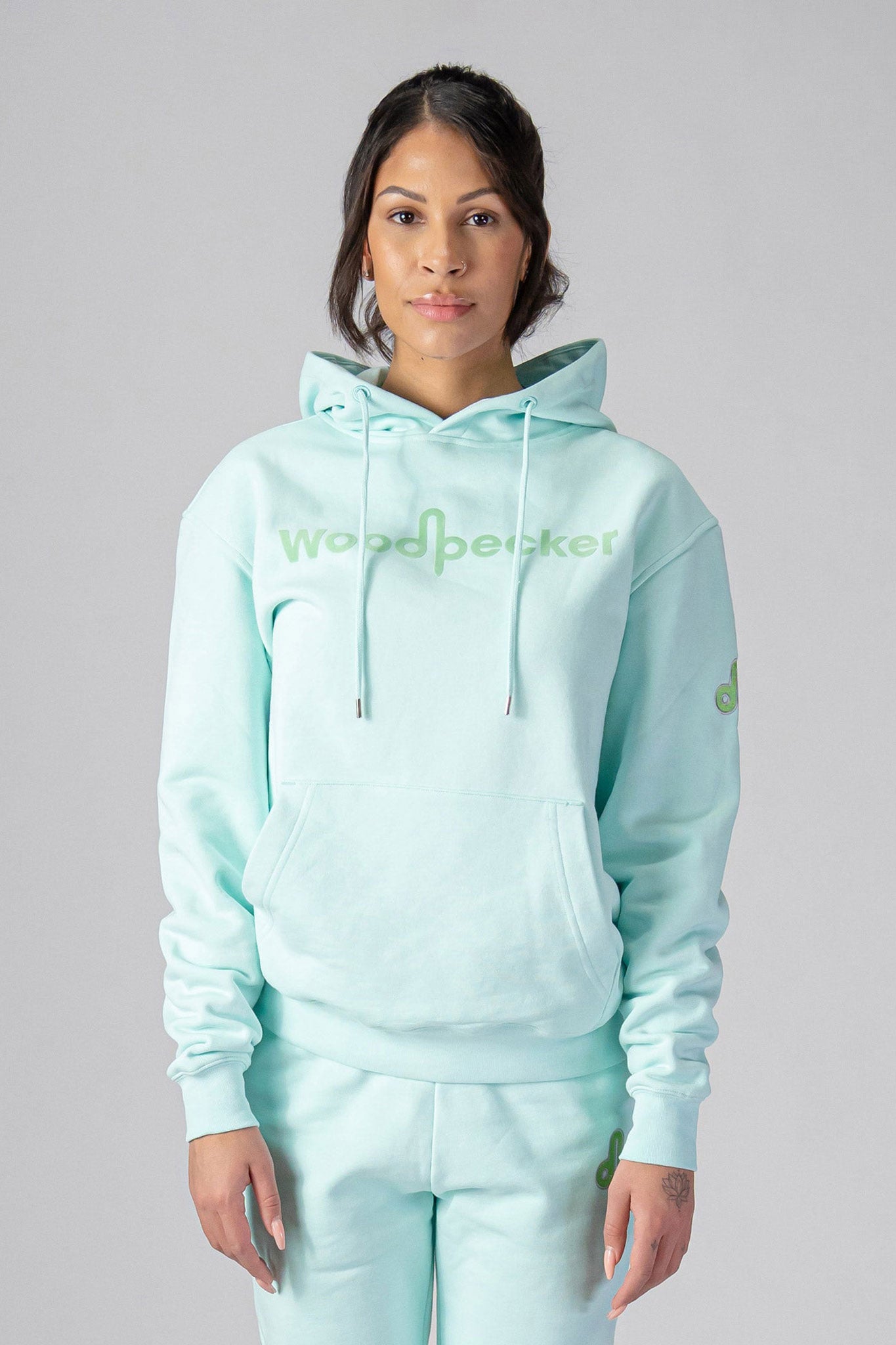 Woodpecker Unisex Cotton Sweatsuit, Mint Colour, Woodpecker, Coat, Moose, Knuckles, Canada, Goose, Mackage, Montcler, Will, Poho, Willbird, Nic, Bayley. Super cozy casual for home or activewear.
