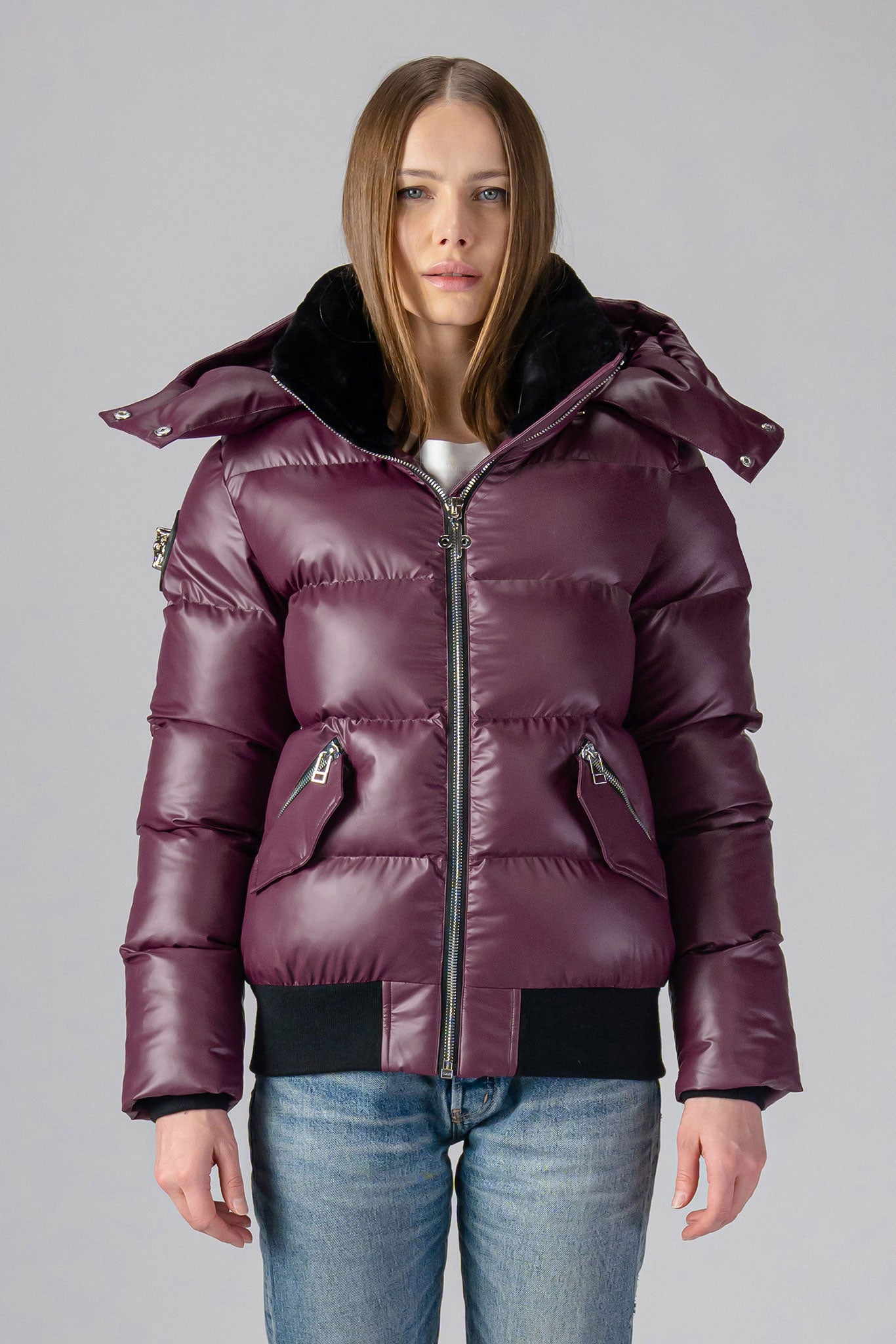 Plum Color Bomber Jacket for Women's