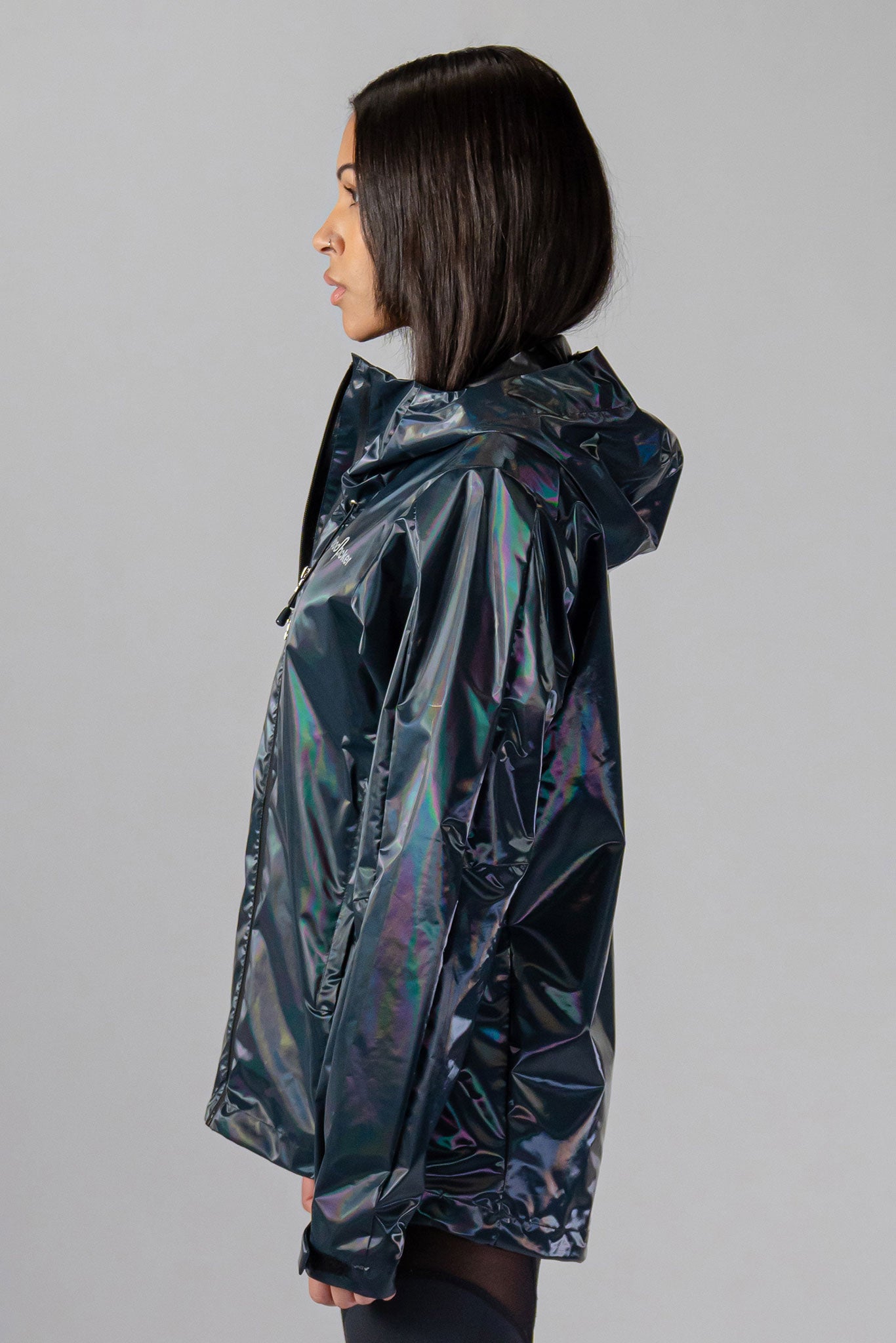 Woodpecker Women's Wind Shell coat. High-end Canadian designer activewear coat for women in "Raven Black" colour. Woodpecker coat designed in Canada. Moose Knuckles, Canada Goose, Mackage, Montcler, Will Poho, Willbird, Nic Bayley.