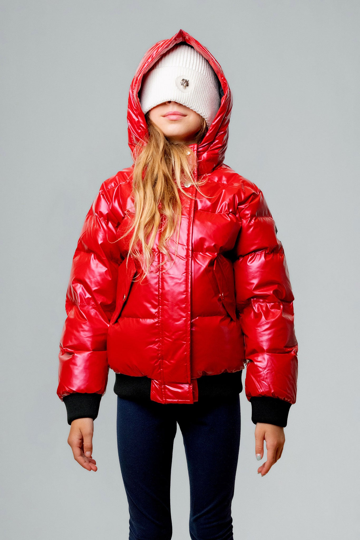 Kids' unisex chickadee red coat