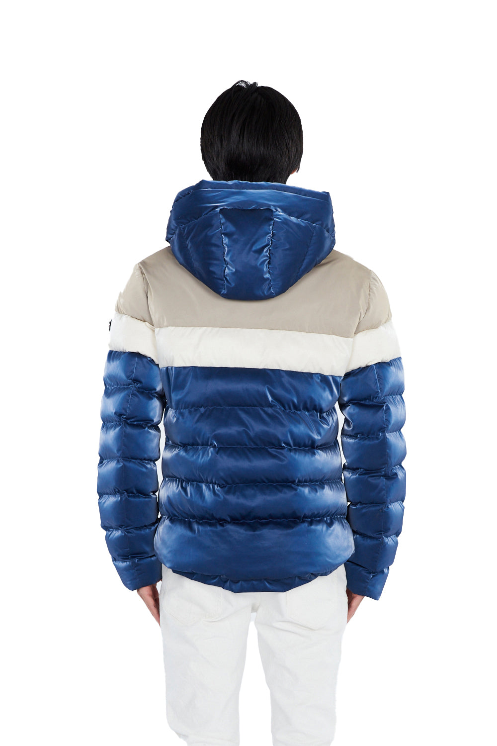 Woodpecker Men's Sparrow Winter coat. High-end Canadian designer winter coat for men in shiny "Mercury Marine" blue colour. Woodpecker cruelty-free winter coat designed in Canada. Men's medium weight medium length premium designer jacket for winter. Superior quality warm winter coat for men. Moose Knuckles, Canada Goose, Mackage, Montcler, Will Poho, Willbird, Nic Bayley. Shiny parka. Stylish winter jacket. Designer winter coat.