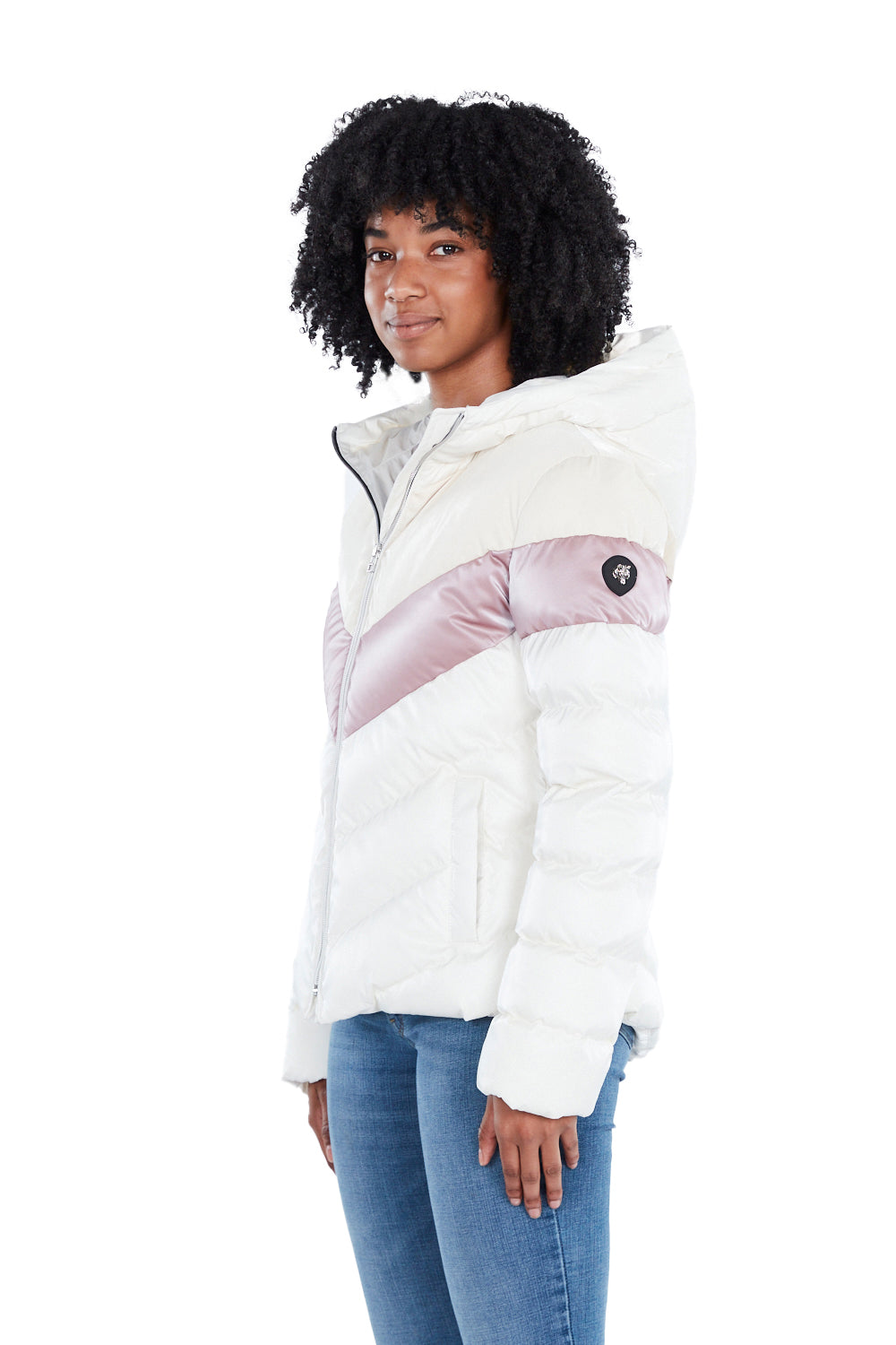 Woodpecker Women's Robin Winter coat. High-end Canadian designer winter coat for women in shiny "Sno Pony Pink" colour. Woodpecker cruelty-free winter coat designed in Canada. Women's medium weight long length premium designer jacket for winter. Superior quality warm winter coat for women. Moose Knuckles, Canada Goose, Mackage, Montcler, Will Poho, Willbird, Nic Bayley. Extra warm. Shiny parka. Stylish winter jacket. Designer winter coat.