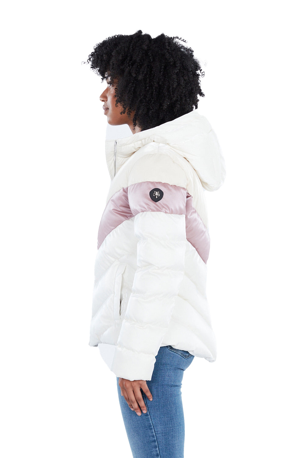 Woodpecker Women's Robin Winter coat. High-end Canadian designer winter coat for women in shiny "Sno Pony Pink" colour. Woodpecker cruelty-free winter coat designed in Canada. Women's medium weight long length premium designer jacket for winter. Superior quality warm winter coat for women. Moose Knuckles, Canada Goose, Mackage, Montcler, Will Poho, Willbird, Nic Bayley. Extra warm. Shiny parka. Stylish winter jacket. Designer winter coat.